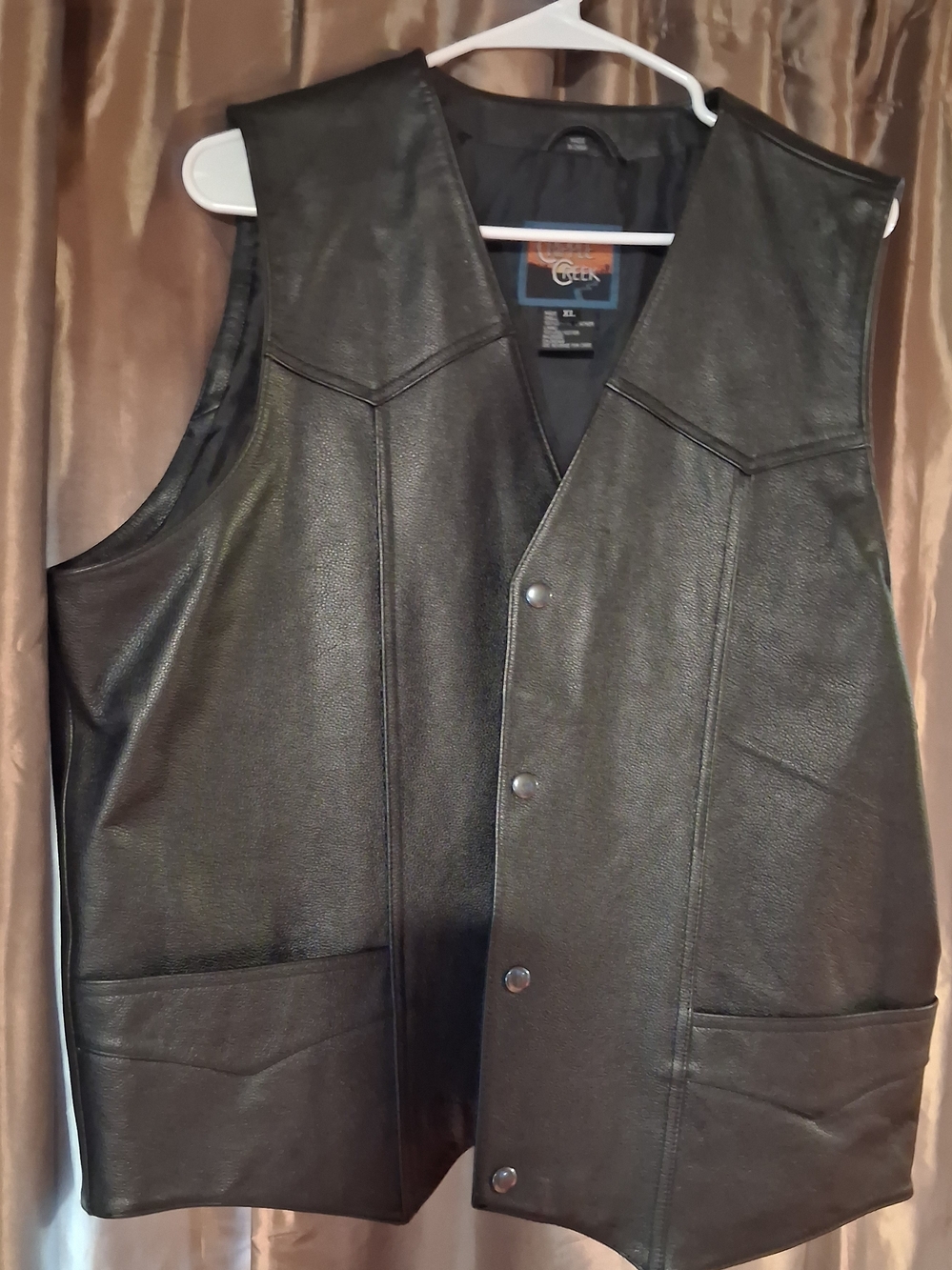 Men's Black Leather Vest by Cripple Creek Classic Snap-Front Vest